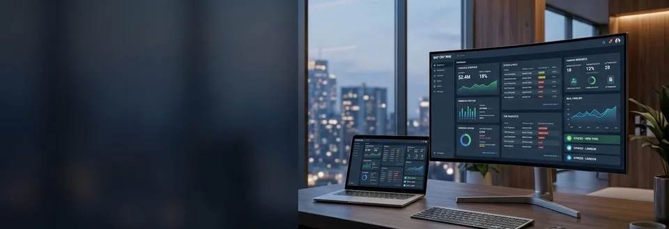 An ERP workspace showing business records and operational dashboards